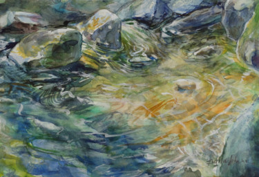 Картина под названием "La source" - Ingrid Johann, Подлинное произведение искусства, Акварель