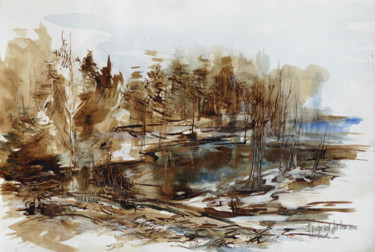 Painting titled "hiver.jpg" by Ingrid Johann, Original Artwork, Watercolor