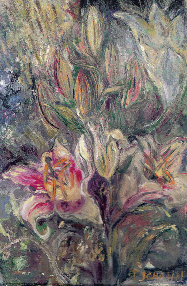 Peinture intitulée "Lys sauvages" par Ingrid Johann, Œuvre d'art originale, Huile