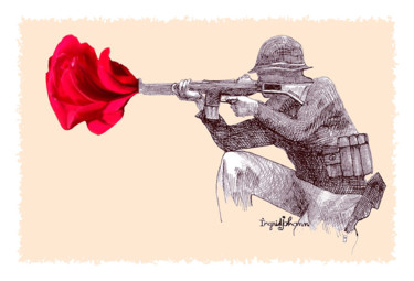 Pintura titulada "Préférer les roses" por Ingrid Johann, Obra de arte original, Tinta