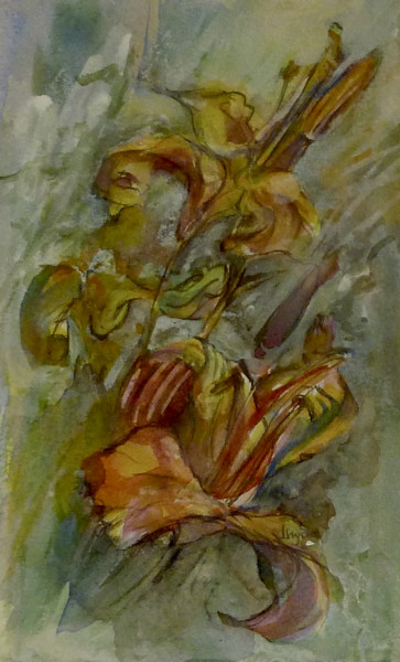 Peinture intitulée "Lys tigrés, étude" par Ingrid Johann, Œuvre d'art originale