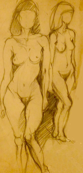 Drawing titled "Esquisse rapide" by Ingrid Johann, Original Artwork