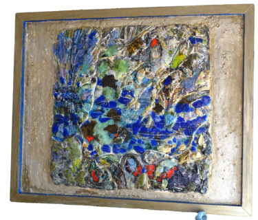 Sculpture intitulée "Féérie aquatique" par Ingrid Johann, Œuvre d'art originale, Céramique Monté sur Panneau de bois