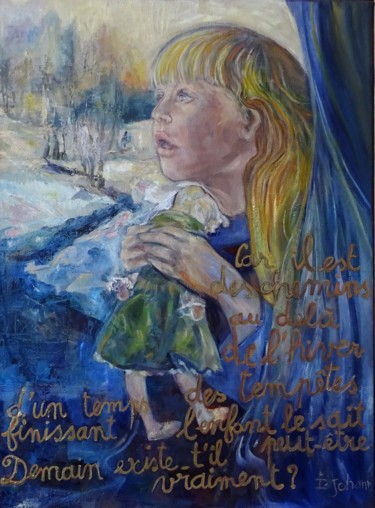 Painting titled "Le message" by Ingrid Johann, Original Artwork, Oil