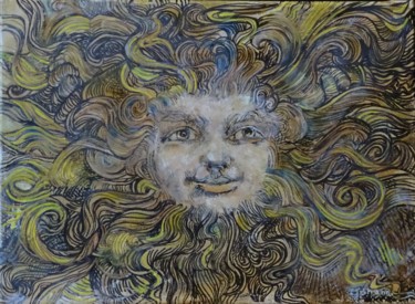 Peinture intitulée "Soleil d'Épicure" par Ingrid Johann, Œuvre d'art originale, Marqueur