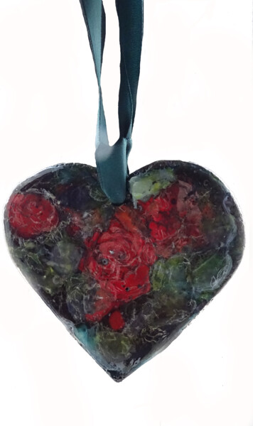 Sculpture titled "Coeur en fête" by Ingrid Johann, Original Artwork, Ceramics