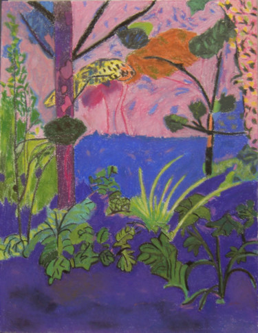 Zeichnungen mit dem Titel "Les agapanthes d'ap…" von Ingrid Leddet, Original-Kunstwerk, Pastell