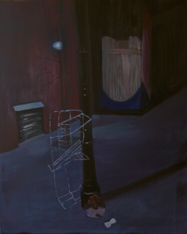 Painting titled "La ville, la nuit" by Ingrid Leddet, Original Artwork, Acrylic