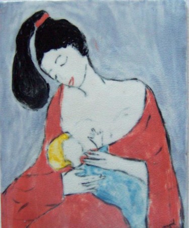 Painting titled "Mon enfant, mon amo…" by Ingrid Ohayon, Original Artwork, Oil