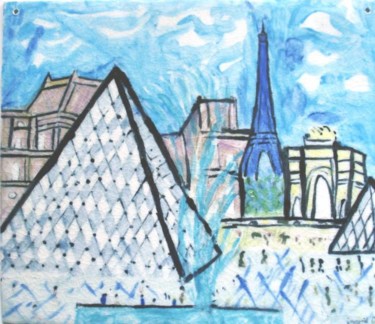 Painting titled "Paris, La pyramide…" by Ingrid Ohayon, Original Artwork, Oil