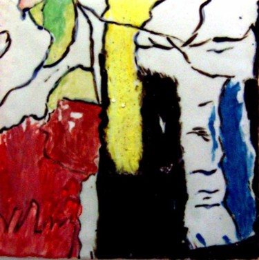 Peinture intitulée "Noir, Rouge, Jaune" par Ingrid Ohayon, Œuvre d'art originale, Huile