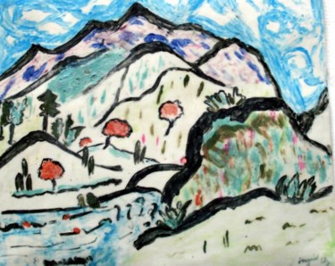 Peinture intitulée "Paysage japonais" par Ingrid Ohayon, Œuvre d'art originale