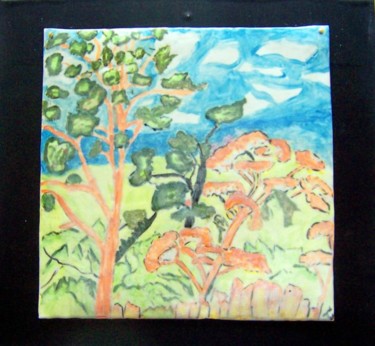 Peinture intitulée "Les arbres oranges" par Ingrid Ohayon, Œuvre d'art originale, Huile
