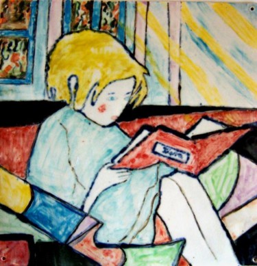Peinture intitulée "La petite lectrice" par Ingrid Ohayon, Œuvre d'art originale, Huile