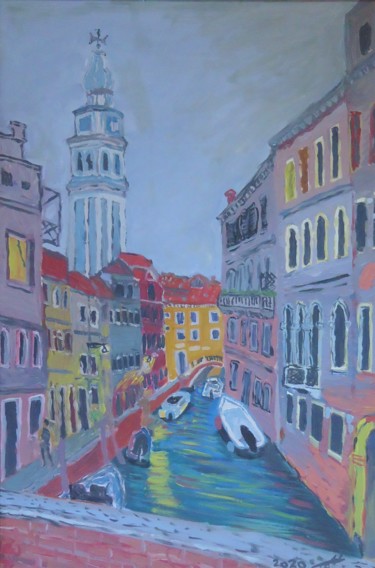 Картина под названием "Вечер в Венеции . В…" - Себини, Подлинное произведение искусства, Масло
