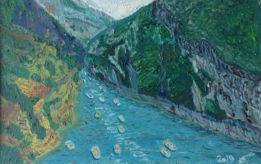 Картина под названием "Вердонское ущелье" - Себини, Подлинное произведение искусства, Масло