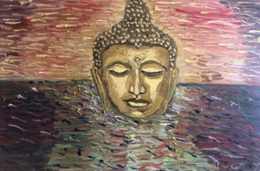 Картина под названием "Будда" - Себини, Подлинное произведение искусства, Масло Установлен на Деревянная рама для носилок