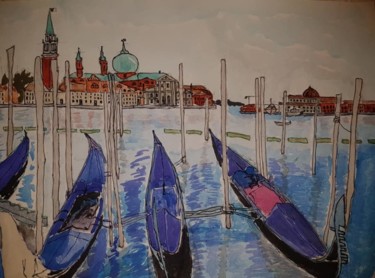 Dessin intitulée "Венеция . Спящие го…" par Sebini, Œuvre d'art originale, Aquarelle
