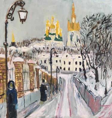 Картина под названием "Киев. Печерск . Зим…" - Себини, Подлинное произведение искусства, Масло