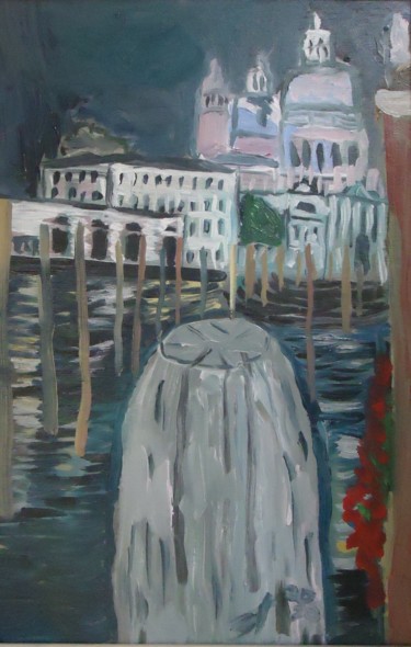 Painting titled "Венеция ночью . Вид…" by Sebini, Original Artwork, Oil