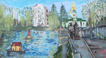 Painting titled "Миргород. Весна ." by Sebini, Original Artwork, Oil