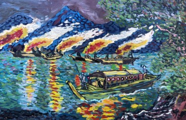 Schilderij getiteld "Весенний парад огне…" door Sebini, Origineel Kunstwerk, Olie