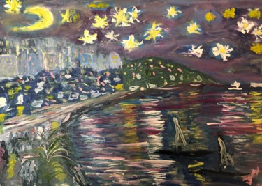 Картина под названием "Лазурный берег" - Себини, Подлинное произведение искусства, Масло