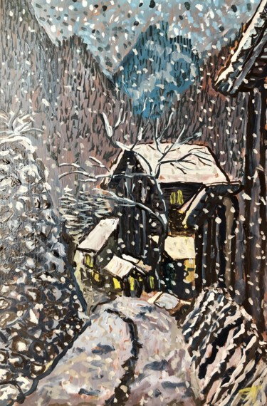 Картина под названием "Первый снег" - Себини, Подлинное произведение искусства, Масло