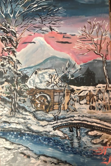 Картина под названием "Зимний рассвет . Ва…" - Себини, Подлинное произведение искусства, Масло