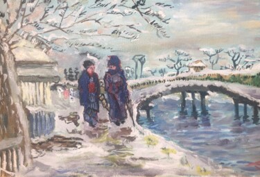 Pintura titulada "Зимняя прогулка . Н…" por Sebini, Obra de arte original, Oleo