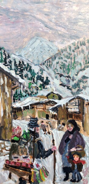 Pintura titulada "Скоро Рождество . Н…" por Sebini, Obra de arte original, Oleo