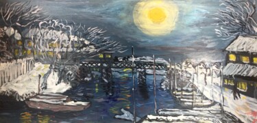 Картина под названием "Мост Имадо при ясно…" - Себини, Подлинное произведение искусства, Масло