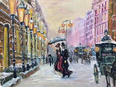 Pintura titulada "Вечерний Париж на т…" por Sebini, Obra de arte original, Oleo