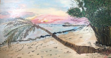 Картина под названием "Пальма Роял Исленд" - Себини, Подлинное произведение искусства, Масло