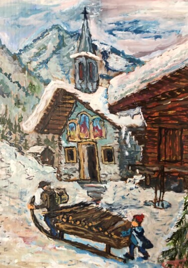 Pintura titulada "Рождественский сюже…" por Sebini, Obra de arte original, Oleo