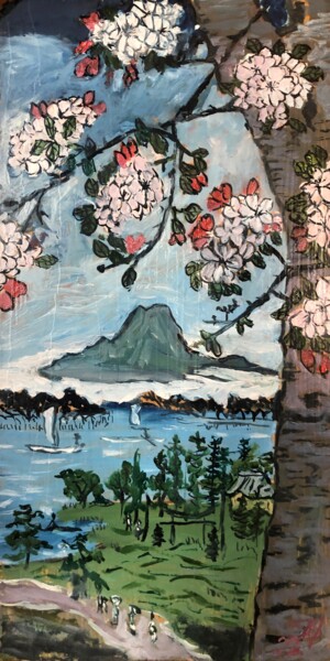 Pintura titulada "Весна на тему Хирос…" por Sebini, Obra de arte original, Oleo