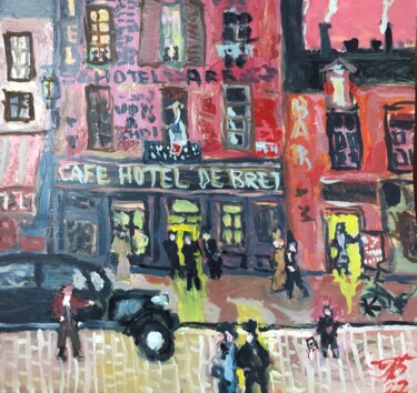 Картина под названием "Ночной Париж" - Себини, Подлинное произведение искусства, Масло