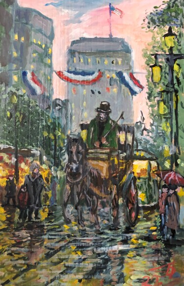 Painting titled "Предпраздничное утро" by Sebini, Original Artwork, Oil Mounted on Other rigid panel