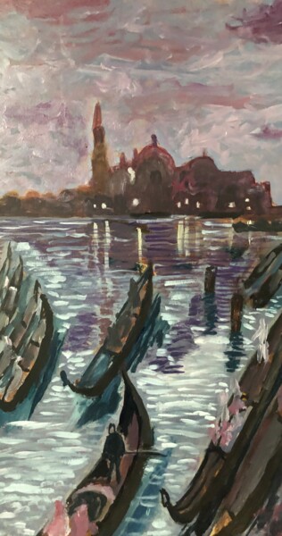 Картина под названием "Венеция" - Себини, Подлинное произведение искусства, Масло