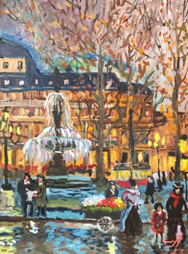 Painting titled "Вечерний Париж" by Sebini, Original Artwork, Oil