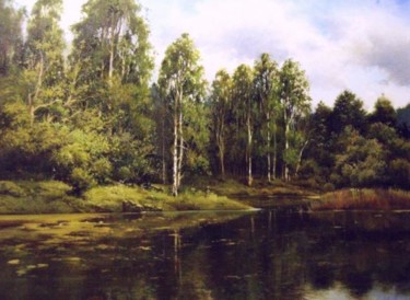 Картина под названием "forest/pond" - Igor Konstantinov (I.GORE), Подлинное произведение искусства, Масло