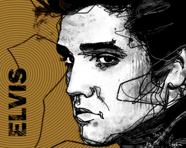 Digitale Kunst mit dem Titel "Elvis" von Iñigo Urbina, Original-Kunstwerk, Digitale Malerei