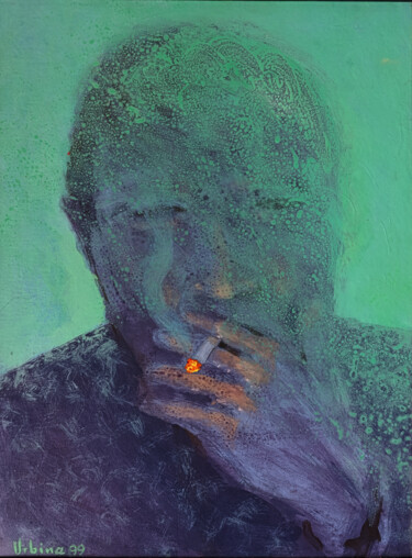 Pittura intitolato "Fumador" da Iñigo Urbina, Opera d'arte originale, Acrilico Montato su Altro pannello rigido