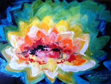Pintura intitulada "Flower" por Inita Sabanska, Obras de arte originais, Óleo