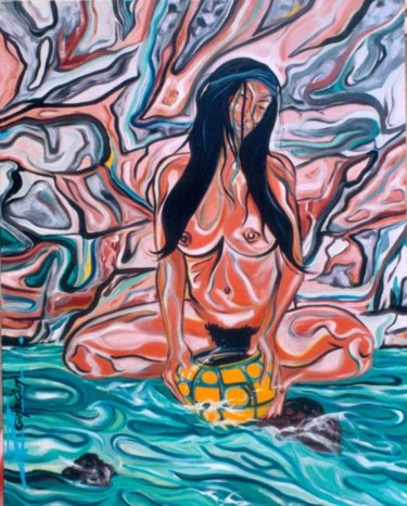 Peinture intitulée "FEMME EAU" par Pascal Julian Garcia, Œuvre d'art originale, Huile