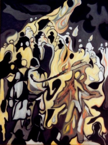 Peinture intitulée "Libre inflammation…" par Pascal Julian Garcia, Œuvre d'art originale, Huile Monté sur Châssis en bois