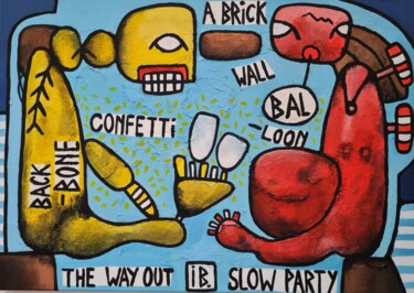 Painting titled "Slow party" by Inke Bemelmans, Original Artwork, Acrylic