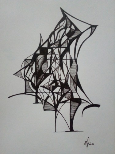 Drawing titled "Totem" by Mag"., Original Artwork, Ink