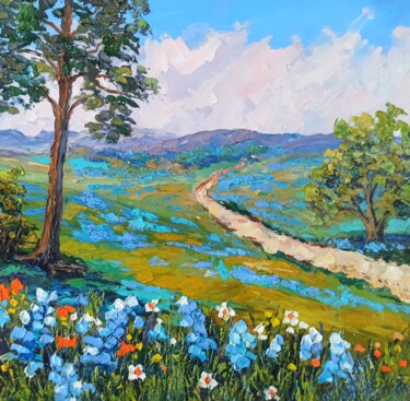 Peinture intitulée "Texas landscape" par Inna Bebrisa, Œuvre d'art originale, Huile