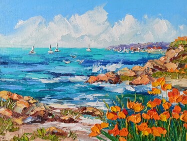 Картина под названием "California seascape" - Inna Bebrisa, Подлинное произведение искусства, Масло
